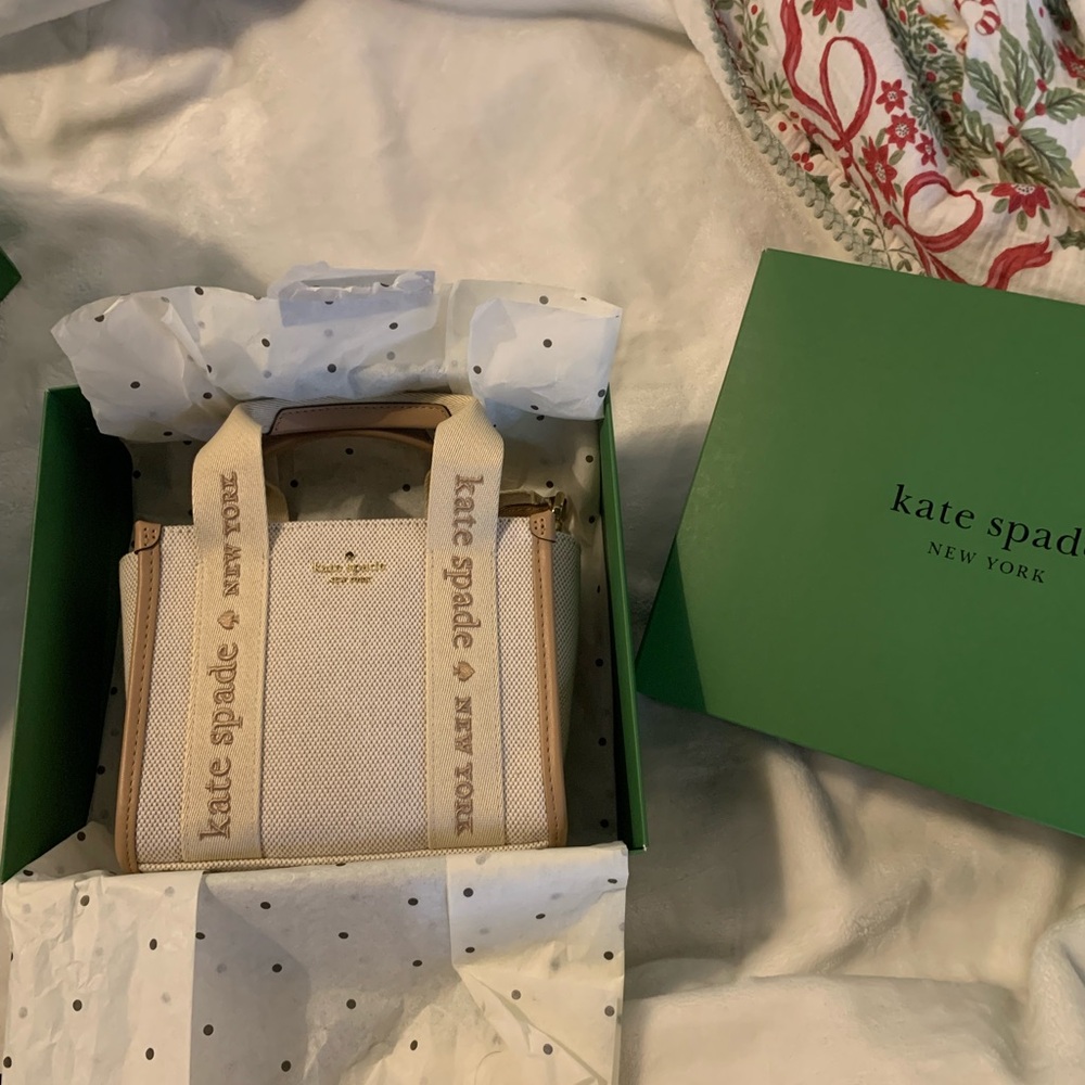 Kate Spade Cream and Tan Canvas Tote